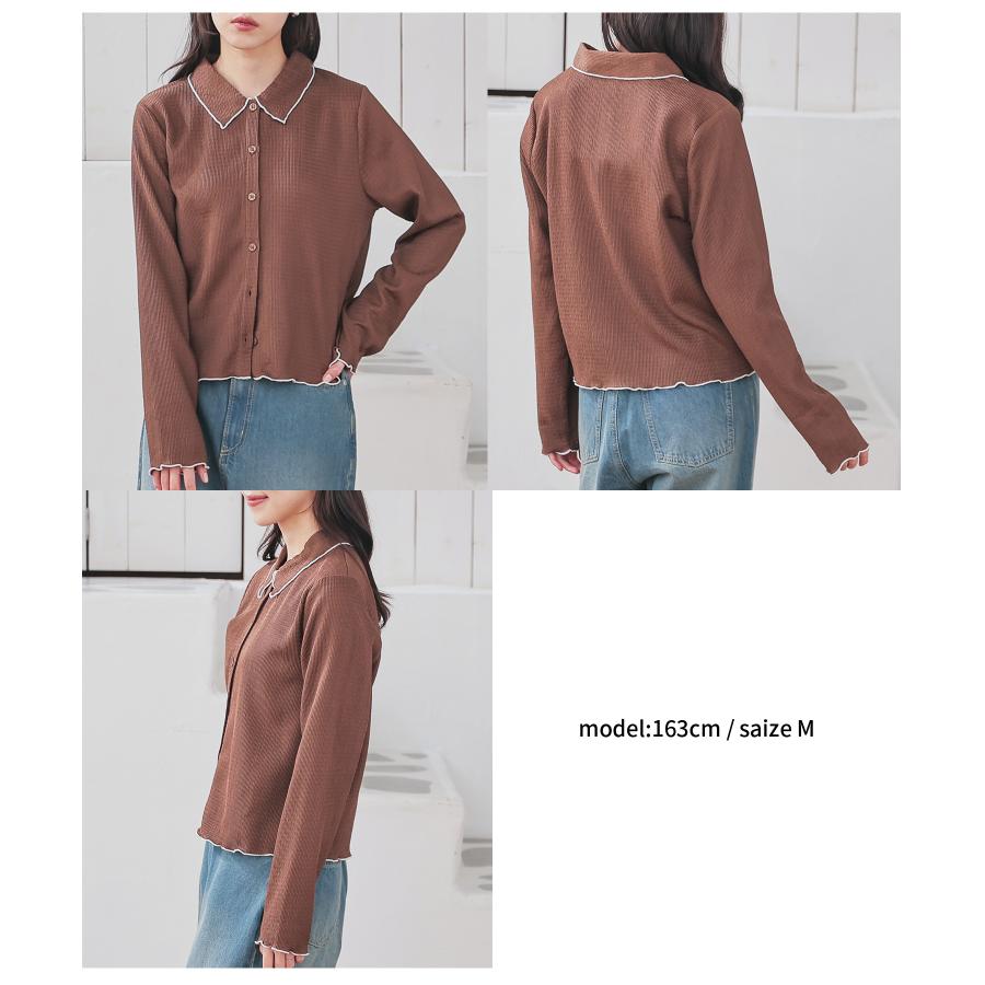 Honeys（ハニーズ） トップス 長袖 衿付き ストレッチ ジャカード