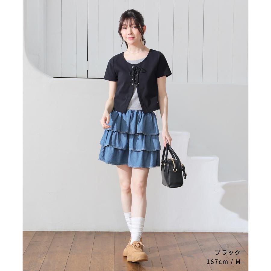 Honeys（ハニーズ） トップス カットソー 半袖 レースアップ