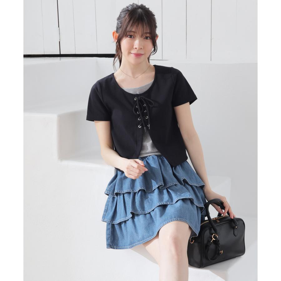 Honeys（ハニーズ） トップス カットソー 半袖 レースアップ