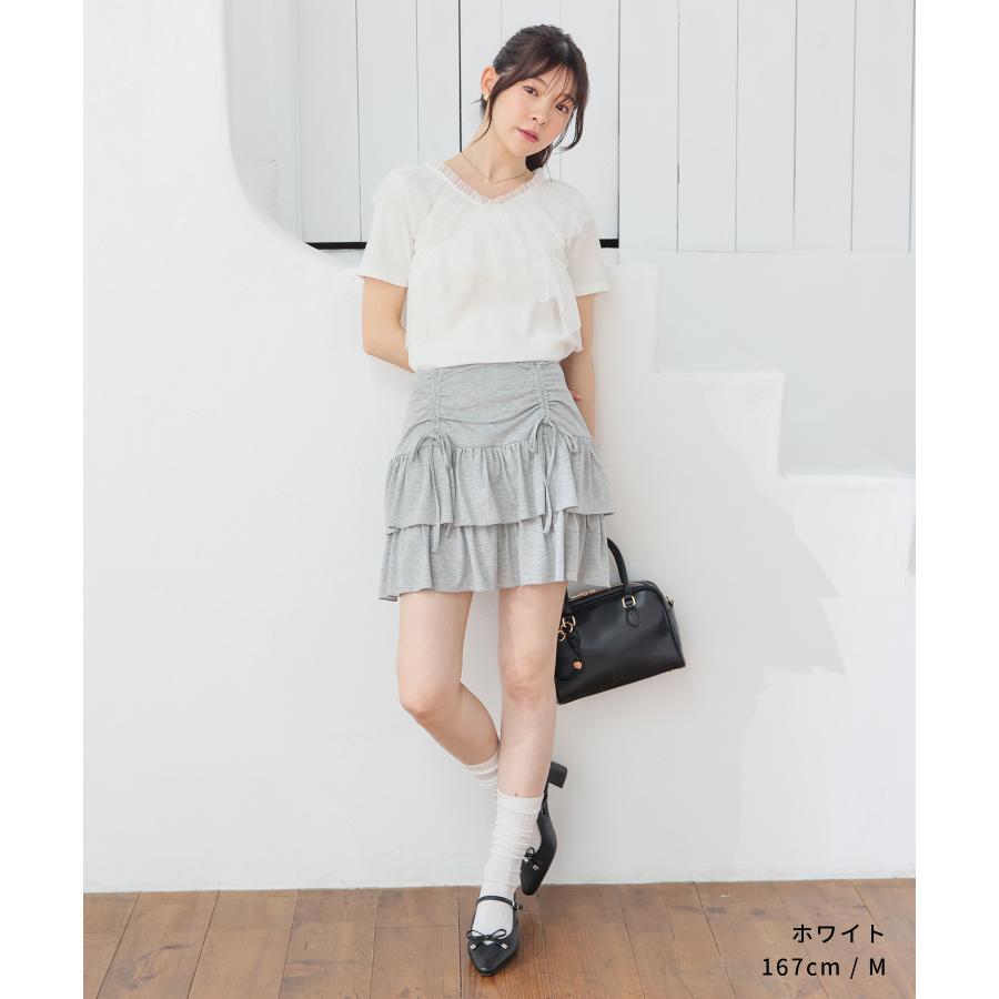 Honeys（ハニーズ） トップス カットソー 半袖 チュール フリル V