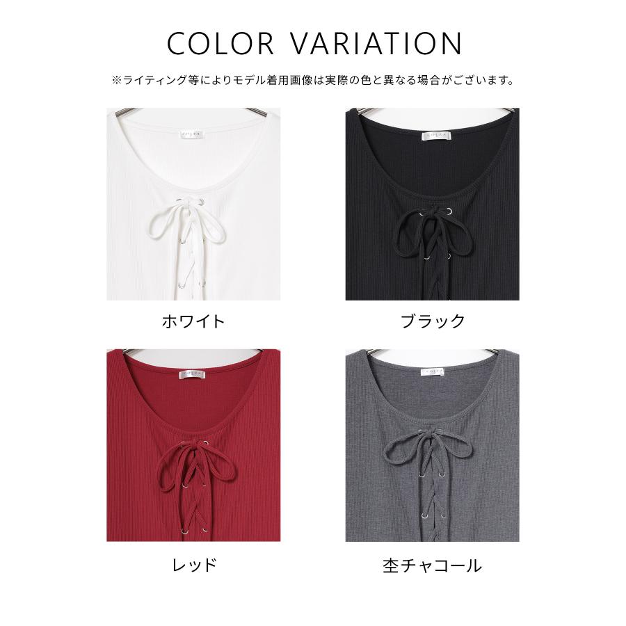 *新品タグ付* OzzCroce 薔薇刺繍入りレースアップ半袖カットソー Honeys（ハニーズ） トップス カットソー 半袖 接触冷感 ハニさら UV