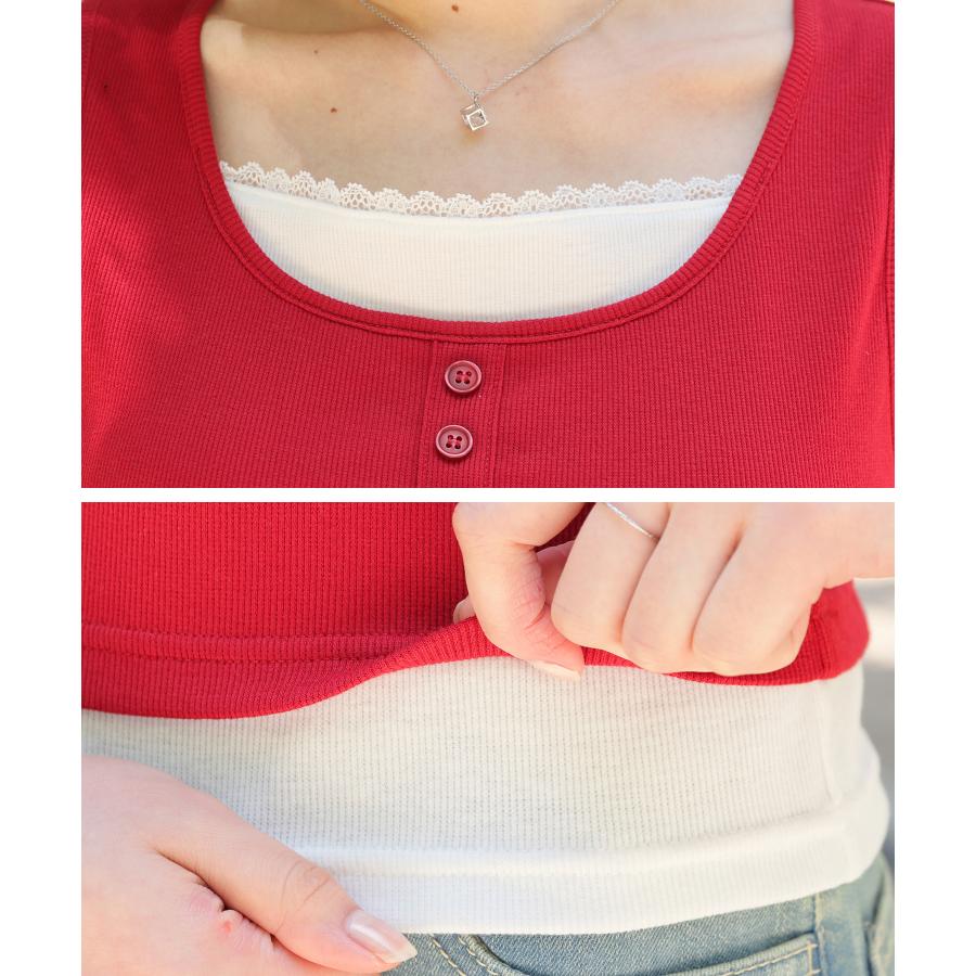 Honeys（ハニーズ） トップス タンクトップ みせかけ レース
