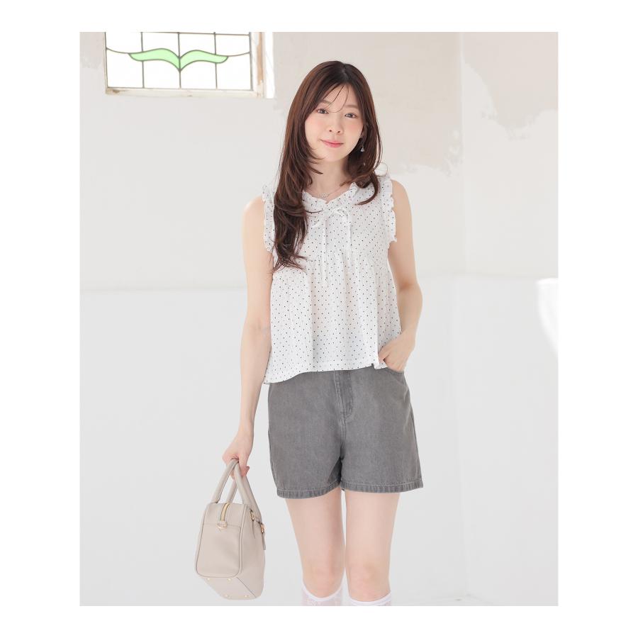 Honeys（ハニーズ） トップス カットソー ノースリーブ フリル 短め丈