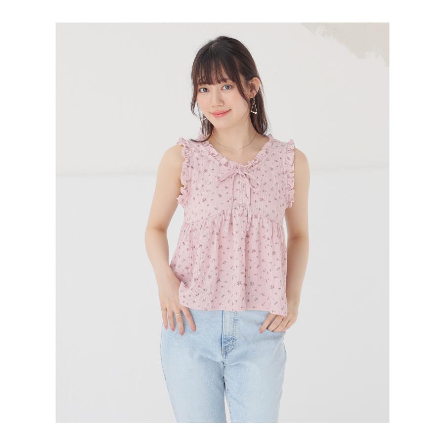Honeys（ハニーズ） トップス カットソー ノースリーブ フリル 短め丈