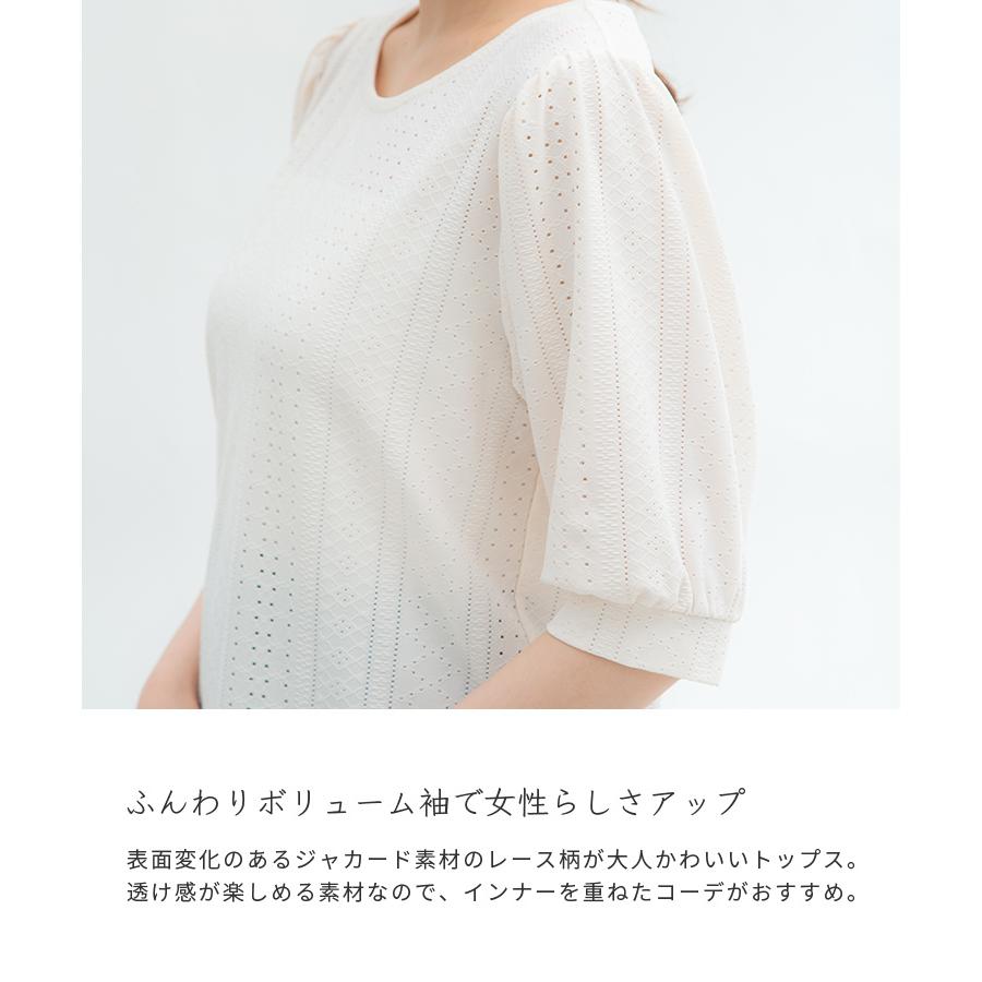 トップス レース ボリューム袖 ジャカード おしゃれ 5分袖 レディース 春 夏 秋 Sale セール Honeys ハニーズ ボリューム袖トップス ハニーズ Paypayモール店 通販 Paypayモール