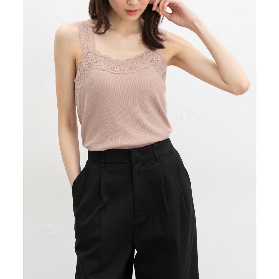 【未使用】温活! ちゃび 限定 あったかキャミソール ピンク 白レース M ② Honeys トップス キャミソール UVカット 吸水速乾 レース