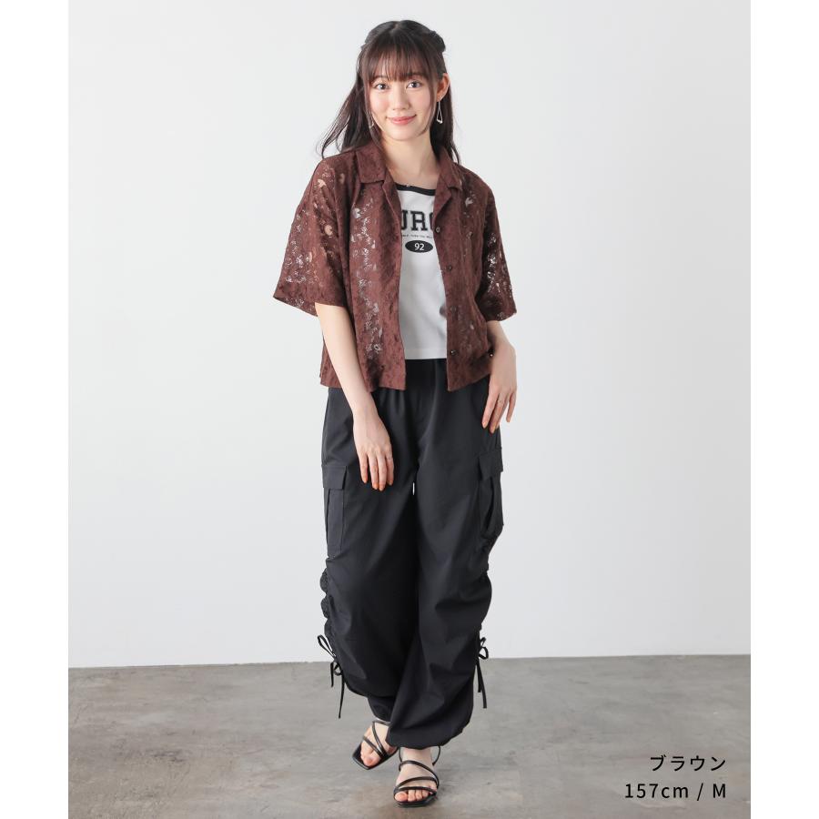 Honeys（ハニーズ） トップス シャツ カーディガン 半袖 総レース 花柄