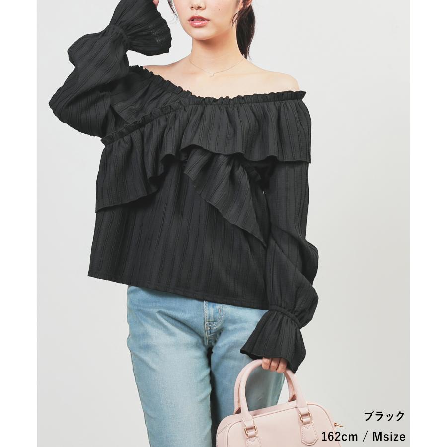 KASHIKO 2wayオフショルダー ブラック 長袖 トップス Honeys（ハニーズ） トップス カットソー 長袖 オフショルダー 2way