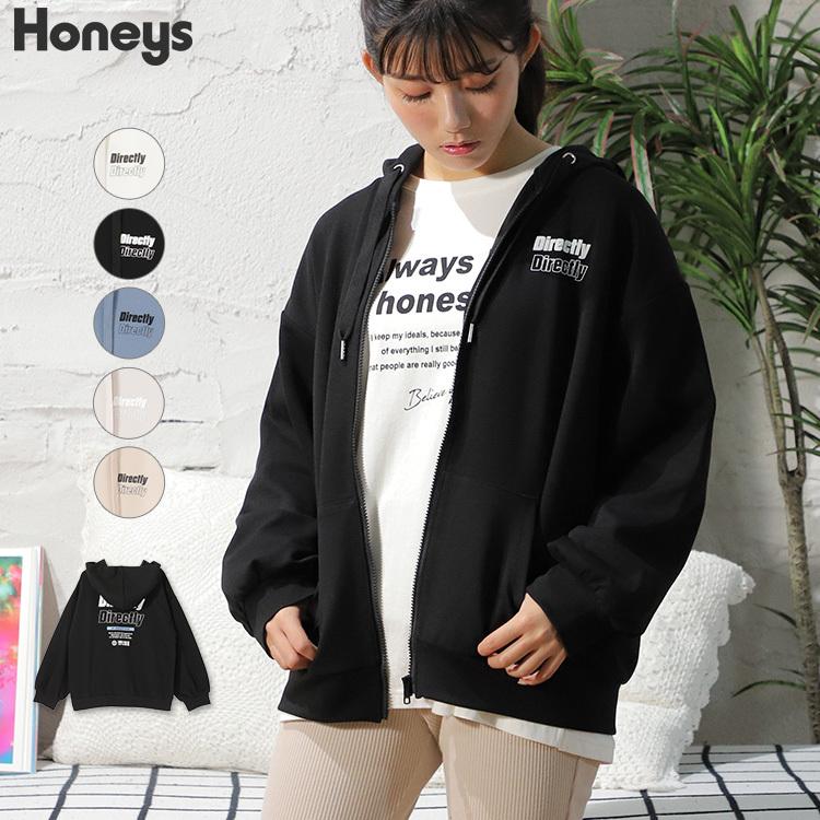 トップス パーカー ジップパーカー 長袖 バックロゴ スウェット フード レディース 秋 冬 Honeys ハニーズ バックロゴパーカー ハニーズ Paypayモール店 通販 Paypayモール
