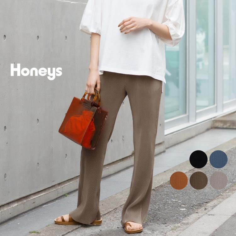パンツ ストレートパンツ プリーツ 無地 ウエストゴム セルフカット おしゃれ レディース 春 夏 Honeys ハニーズ プリーツパンツ ハニーズ Paypayモール店 通販 Paypayモール