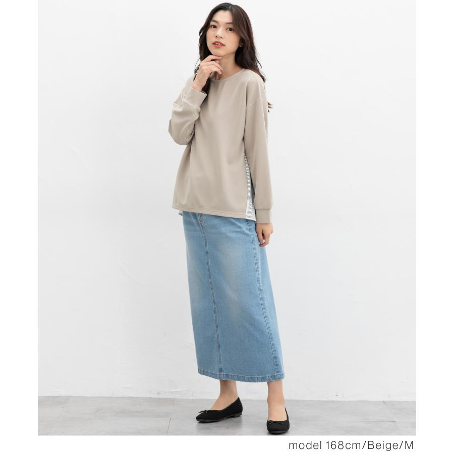 Honeys トップス カットソー 長袖 切替 異素材 こなれ感