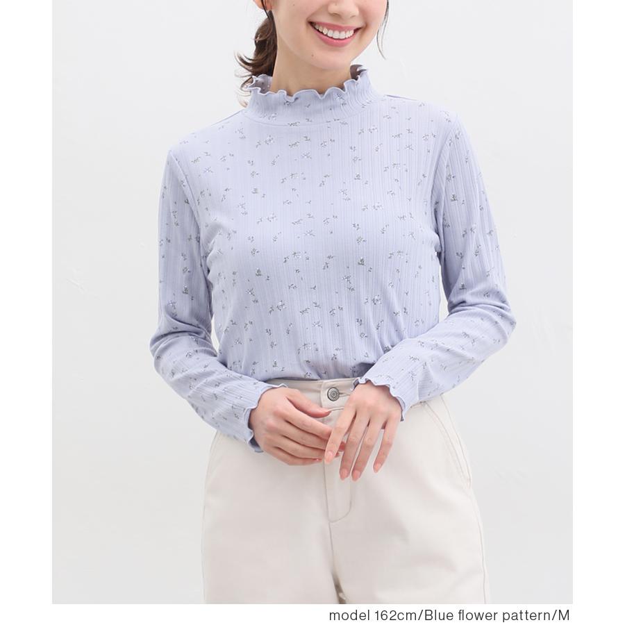Honeys トップス カットソー 長袖 きれいめ ハイネック 花柄 Honeys トップス カットソー 長袖 きれいめ ハイネック 花柄