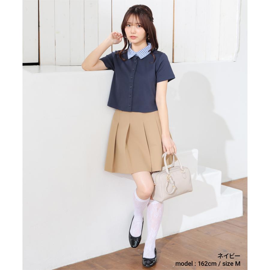 Honeys（ハニーズ） トップス 半袖 衿付き コンパクト 無地 チェック柄
