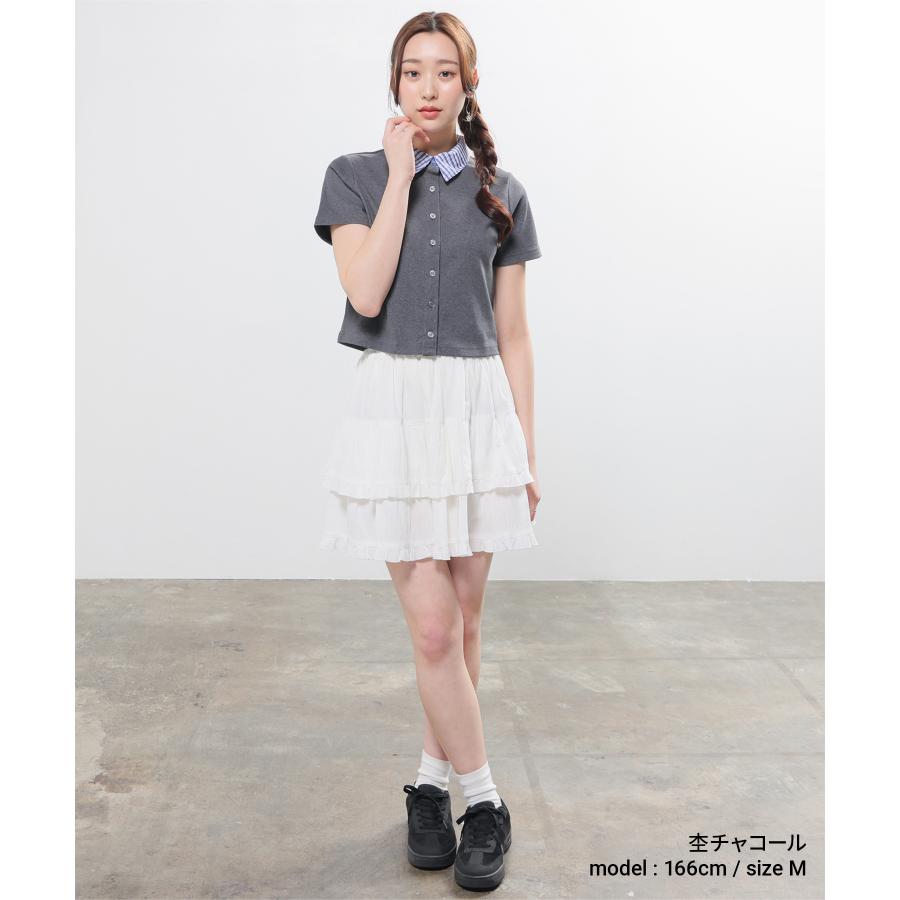 Honeys（ハニーズ） トップス 半袖 衿付き コンパクト 無地 チェック柄