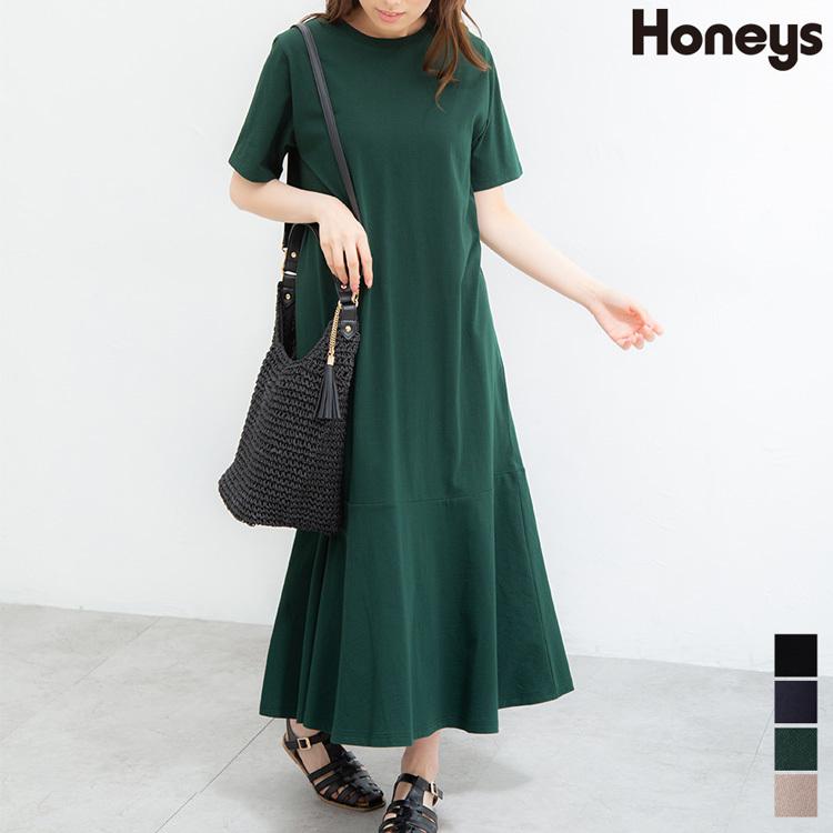 ワンピース Tシャツワンピ ロング丈 半袖 マーメイド 綿 コットン ラフ 無地 レディース 夏 Sale セール Honeys ハニーズ マーメイドワンピース ハニーズ Paypayモール店 通販 Paypayモール