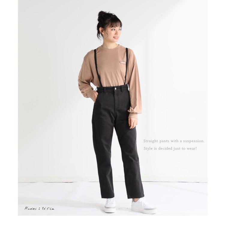 パンツ レディース ストレート レースアップ サスペンダー 春 夏 秋 冬 新作 Honeys ハニーズ サス付ストレートパンツ ハニーズ オンラインショップ 通販 Paypayモール