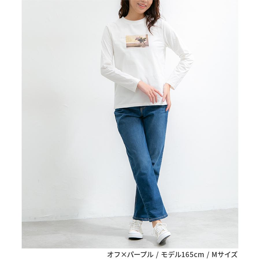 トップス Tシャツ ロンT 長袖 フォトプリント 綿 コットン 大人カジュアル レディース 春 Honeys ハニーズ フォトプリントＴシャツ｜honeys-online｜11