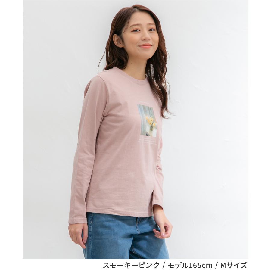 トップス Tシャツ ロンT 長袖 フォトプリント 綿 コットン 大人カジュアル レディース 春 Honeys ハニーズ フォトプリントＴシャツ｜honeys-online｜08