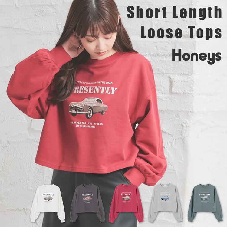 Honeys（ハニーズ） トップス スウェット 長袖 裏毛 綿 ゆったり