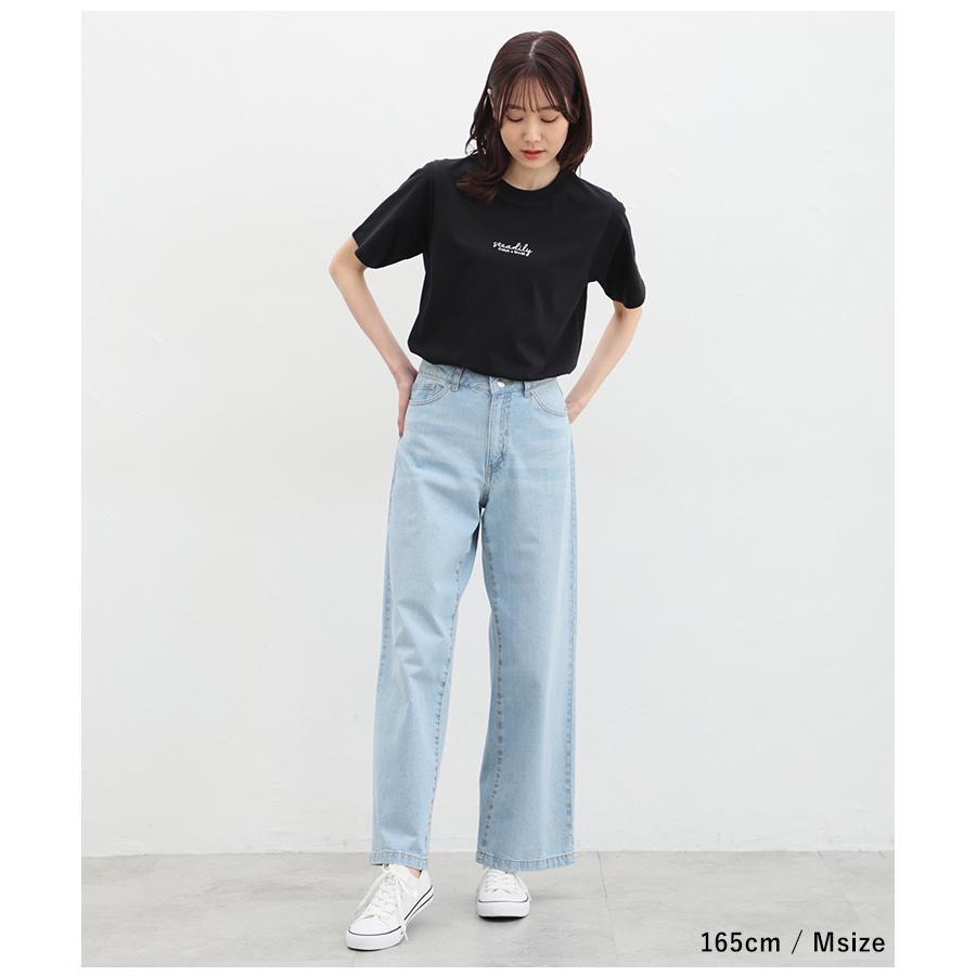 トップス Tシャツ 半袖 綿 コットン UVカット 大人カジュアル クルーニック レディース 夏 Honeys ハニーズ ロゴ刺繍Ｔシャツ｜honeys-online｜11