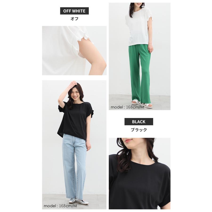 特別価格6/10(月)までTシャツ カットソー きれいめ レディース 半袖 おしゃれ 人気 綿 オフィス 大きいサイズ 着映え Honeys ハニーズ 袖タックＴシャツ｜honeys-online｜19