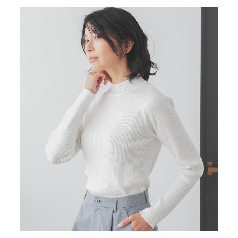 ボーダーズ　、ホワイト ハイネック 長袖トップス Honeys（ハニーズ） トップス ニット セーター 長袖 ハイネック リブ