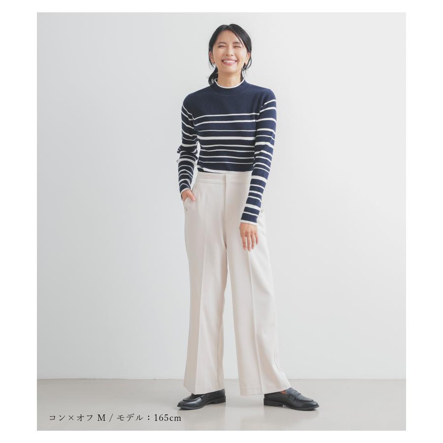 Honey mi Honey レザーポケット パフ ボーダー トップス 長袖 Honey mi Honey レザーポケット パフ ボーダー トップス 長袖