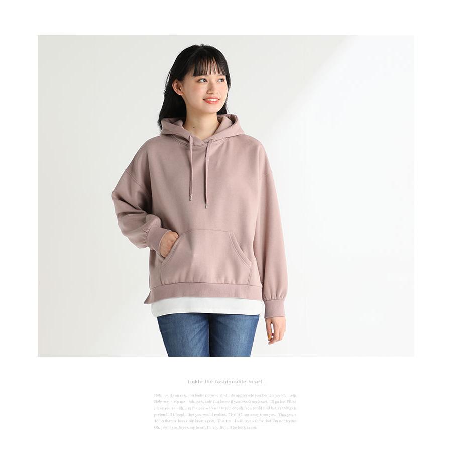 パーカー フーディー プルオーバー レディース おしゃれ 大人 重ね着風 秋 冬 Honeys ハニーズ 裾レイヤードパーカー ハニーズ オンラインショップ 通販 Paypayモール