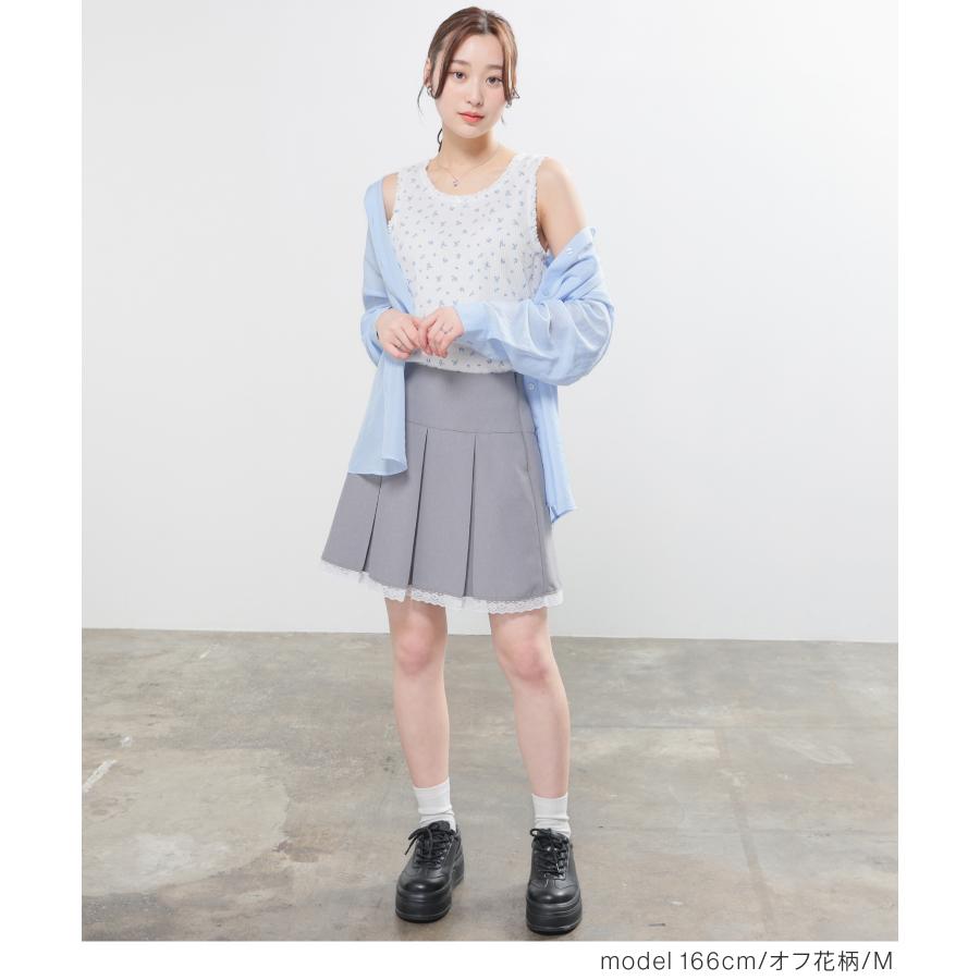Honeys（ハニーズ） トップス タンクトップ UVカット レース付き 無地