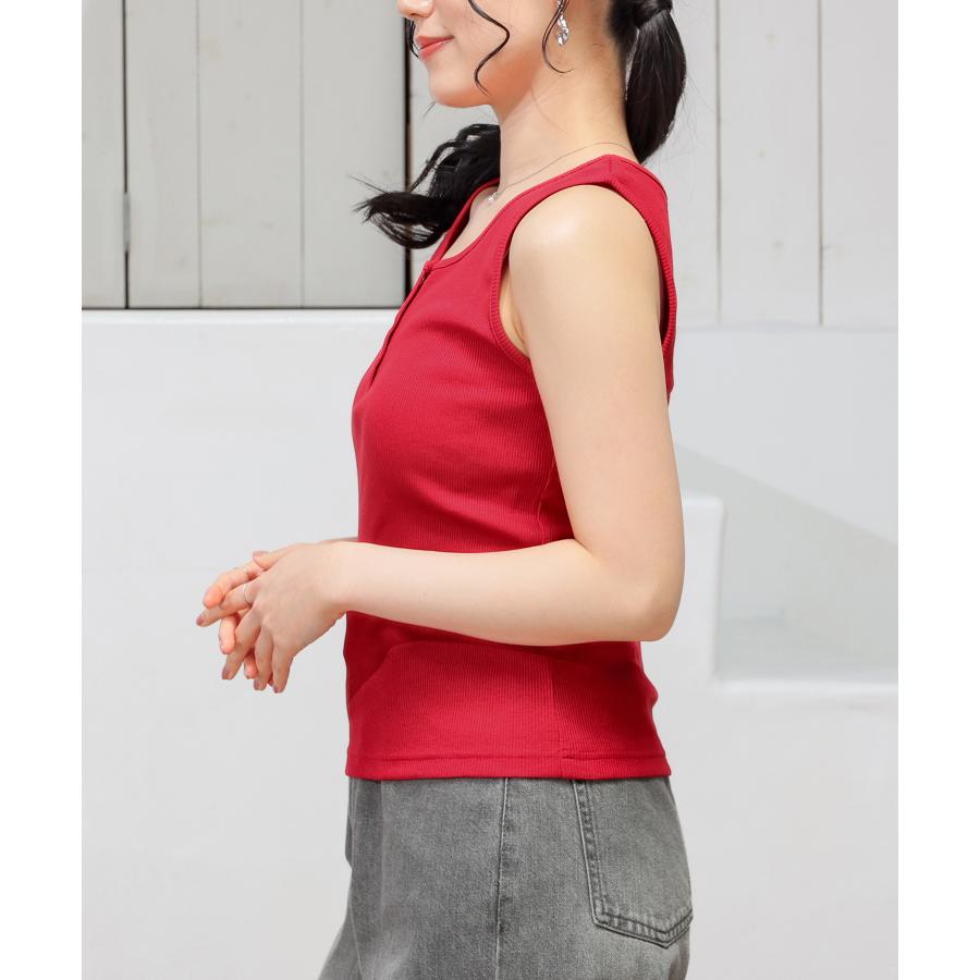 Honeys（ハニーズ） トップス タンクトップ UVカット ヘンリーネック