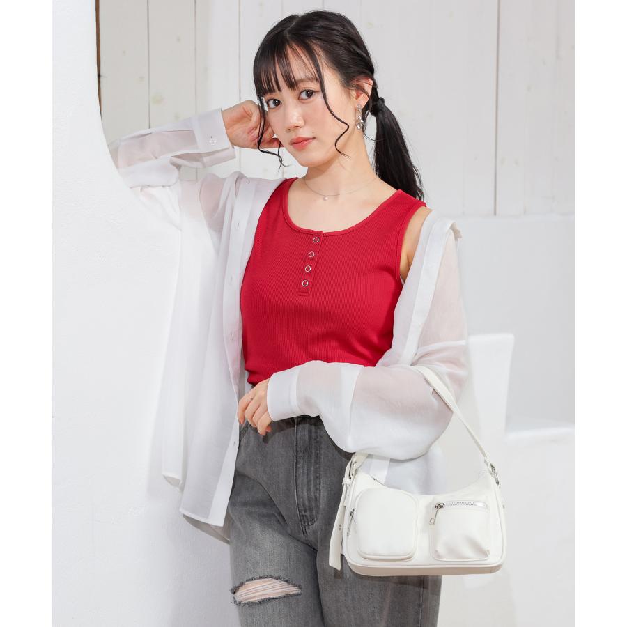 Honeys（ハニーズ） トップス タンクトップ UVカット ヘンリーネック