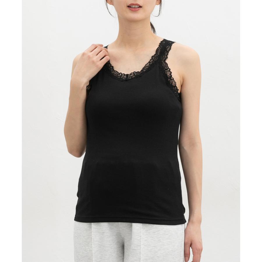 【未使用】D&G ブラック タンクトップ S レース NAVY タンクトップ ノースリーブ レース 切替 タンクトップ レディース