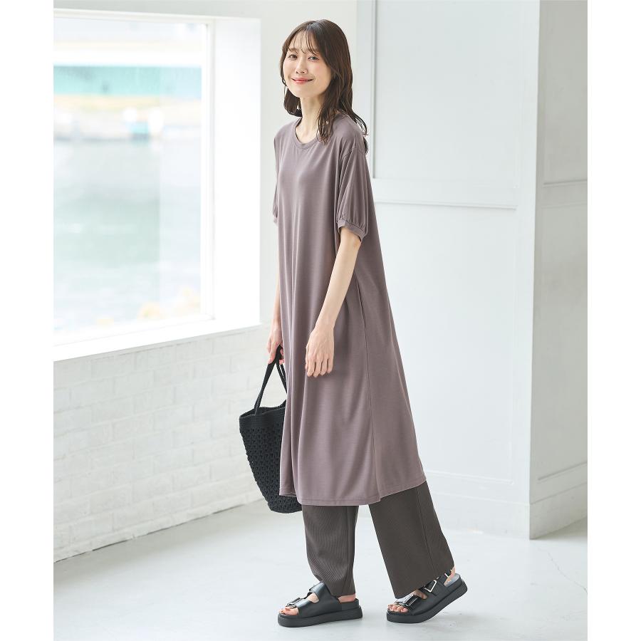 Honeys ワンピース 半袖 ロング丈 ハニさら 半袖ワンピース 汗
