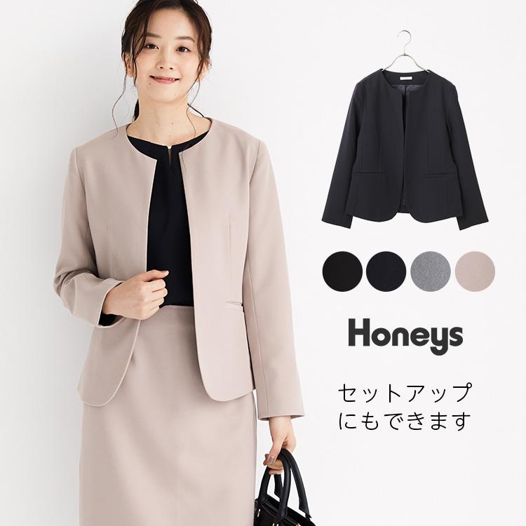 アウター ジャケット レディース ノーカラー フォーマル 通勤 オフィス 春 夏 秋 冬 新作 Honeys ハニーズ ノーカラージャケット ハニーズ オンラインショップ 通販 Paypayモール