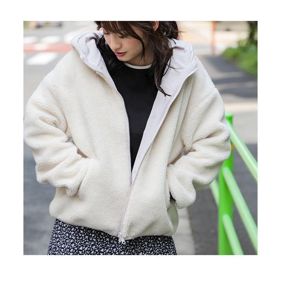 アウター ブルゾン リバーシブル ボア はっ水 あったか モコモコ おしゃれ レディース 冬 Honeys ハニーズ リバーシブルブルゾン ハニーズ Paypayモール店 通販 Paypayモール