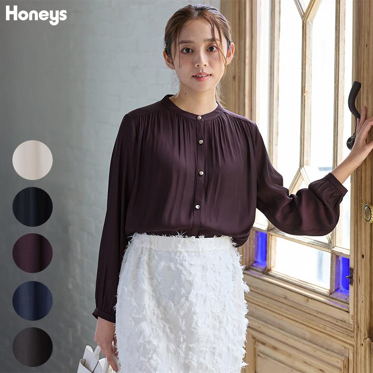Honeys（ハニーズ） トップス ブラウス 長袖 大きいサイズ オフィス