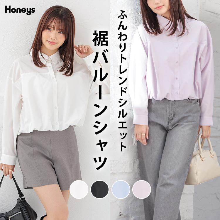 Honeys（ハニーズ） トップス ブラウス 長袖 再生ポリエステル 綿混