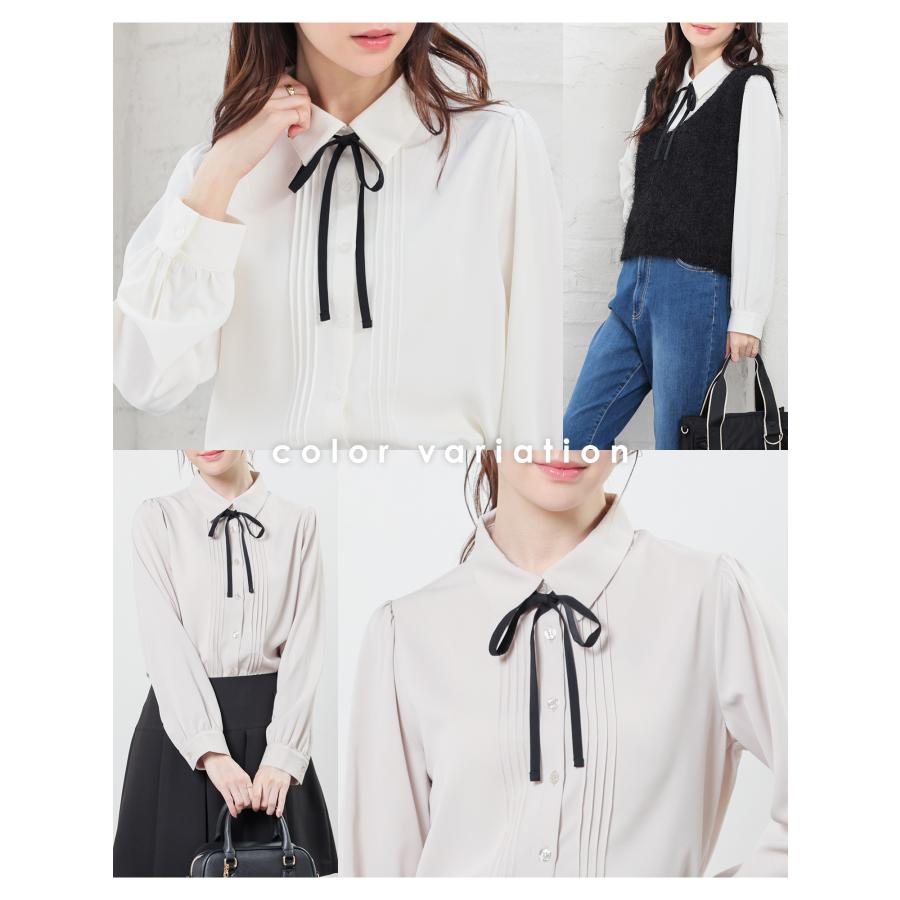 【MANON】PIN TUCK RIBBON BLOUSE ピンタックリボンブラウス長袖ブラウス MANON ピンタックリボンブラウス | FRENCH Bleu .rooms