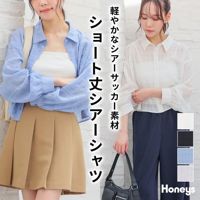 エルメス　長袖　シアー　メンズ　レディース Honeys（ハニーズ） トップス ブラウス 長袖 シアーサッカー素材