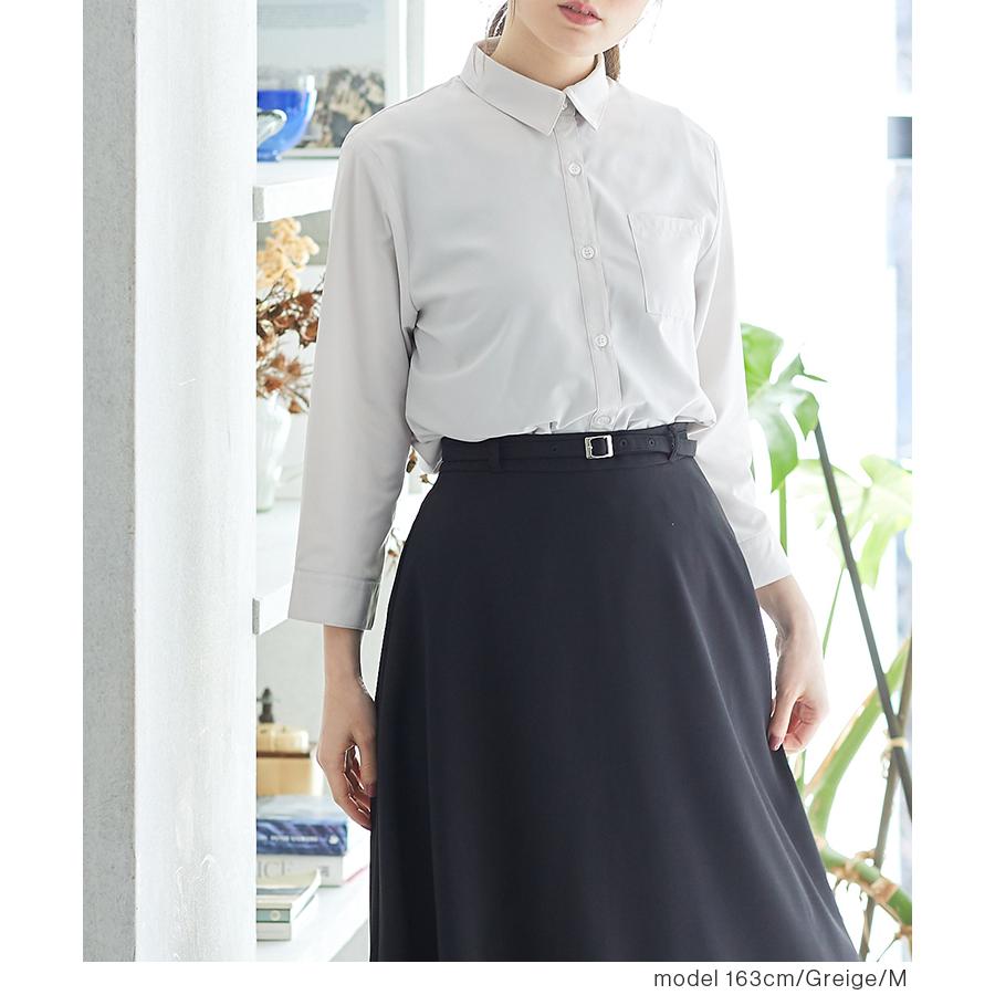 予約販売-トップス シャツ• ブラウス• カッターシャツ 無地 ストライプ 通勤 オフィス レディース 夏 Honeys ハニーズ 7分袖レギュラーシャツ ネイビー M ブラウスフォーマルトップスレディース(メール便送料無料06)(7〜17号)シフォン天竺ボウタイフリル長袖バルーンブラウス(エコ包装)(bl)(lf)