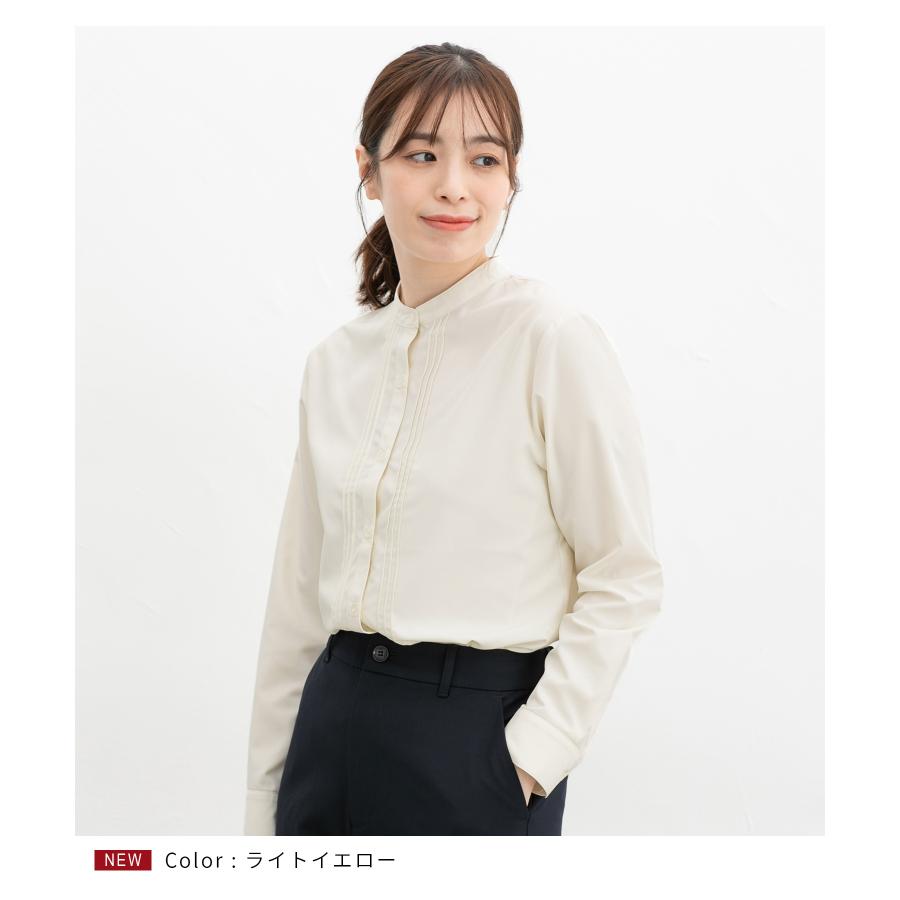 トップス ブラウス 長袖 長袖ブラウス 大きいサイズ シャツ 上品 シンプル レディース Honeys ハニーズ スタンドピンタックシャツ | Honeys | 11