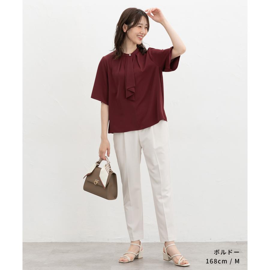ボルドー半袖ブラウス　Mサイズ Honeys（ハニーズ） トップス ブラウス 半袖 ハニさら 大きいサイズ