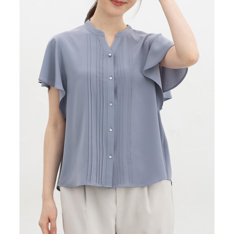 FENNEL チャコールグレー 半袖ブラウス 38サイズ　サラ Honeys（ハニーズ） トップス ブラウス 半袖 ハニさら 大きいサイズ