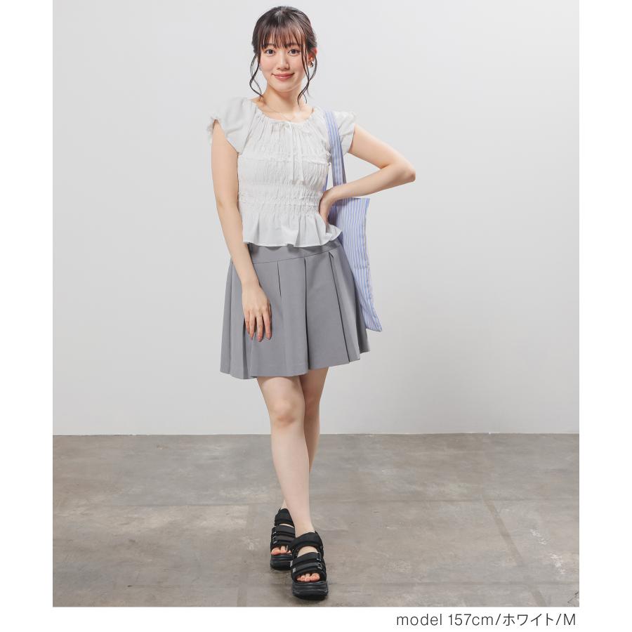 【美品】Cygne とんがりパフトップス パフスリーブブラウス グレー S相当 Honeys（ハニーズ） トップス ブラウス 半袖 再生ポリエステル
