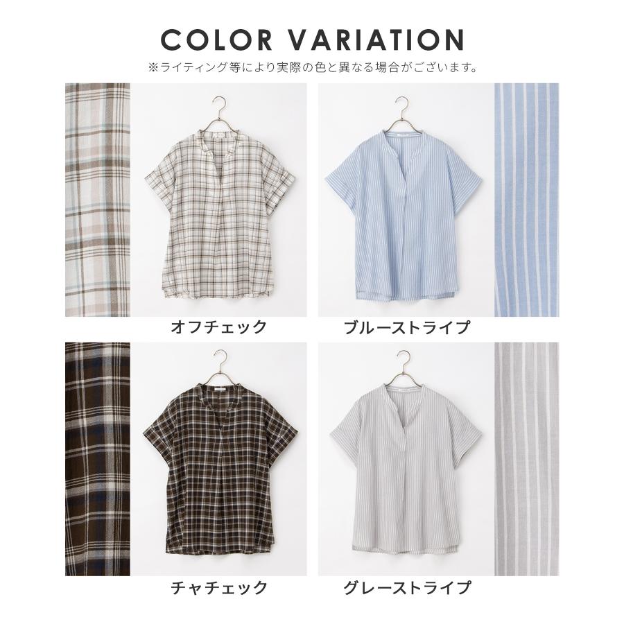 MASAKI MATSUSHIMA チェック柄 ジップアップ トップス 半袖 Honeys（ハニーズ） トップス ブラウス 半袖 マオスキッパー フレンチ