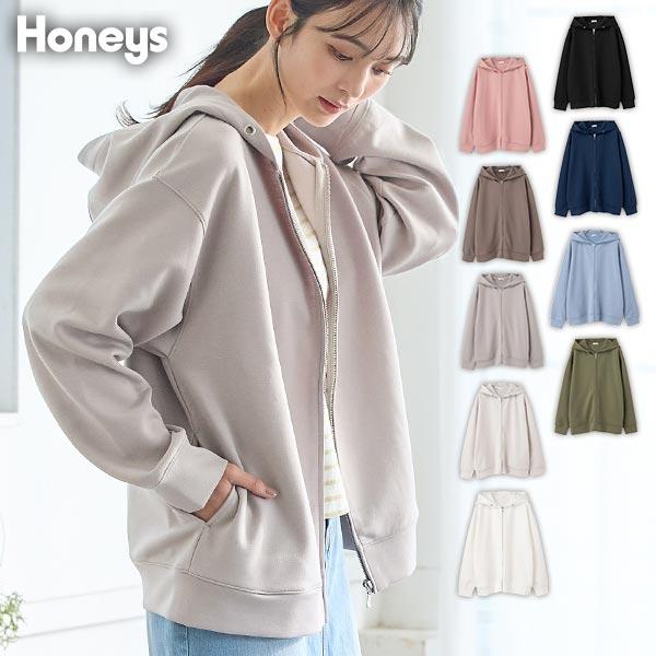 Honeys トップス スウェット 長袖 大きいサイズ パーカー ジップ Honeys トップス スウェット 長袖 大きいサイズ パーカー ジップ