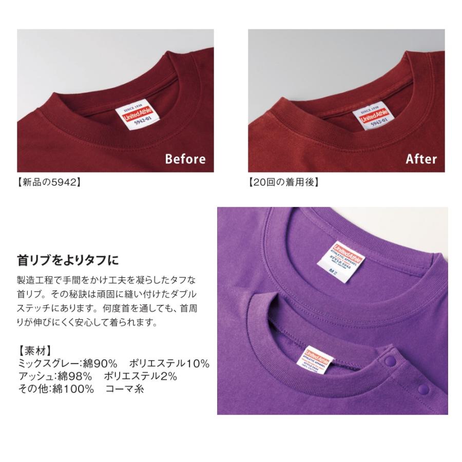 Tシャツ 半袖T 半袖 メンズ レディース ジュニア 無地 厚手 ユナイテッドアスレ 大人用 子供用 6.2オンス 5942｜honeysmileys3｜05