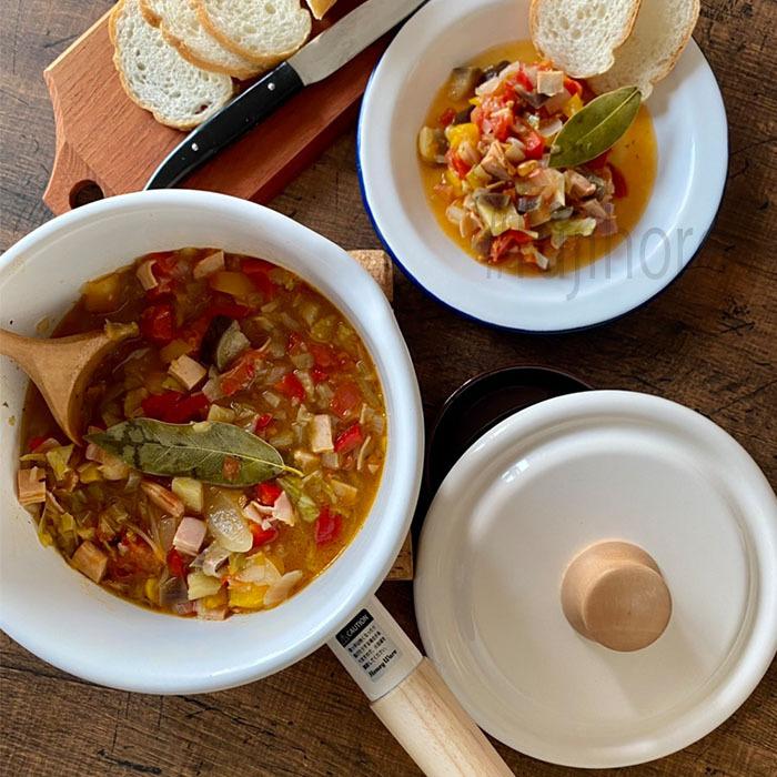 富士ホーロー Cotton ほうろう 琺瑯 片手鍋 富士ホーロー フタ付き 14cm コットン ミルクパン ホーロー シンプル 安心のメーカー直販 | 富士ホーロー | 05