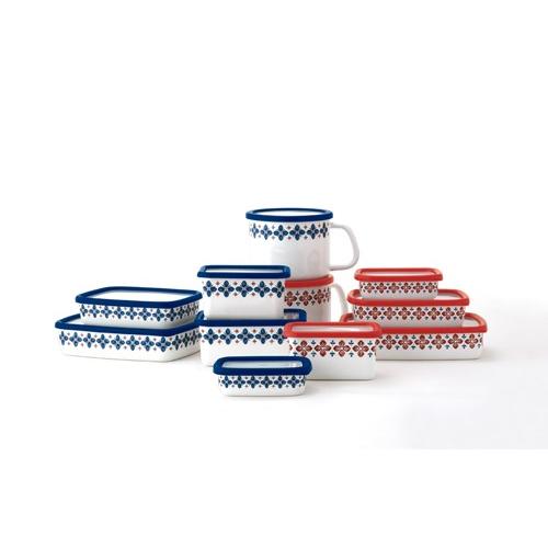 クッカ 深型角容器 M ふた ネイビー レッド : 富士ホーロー公式通販