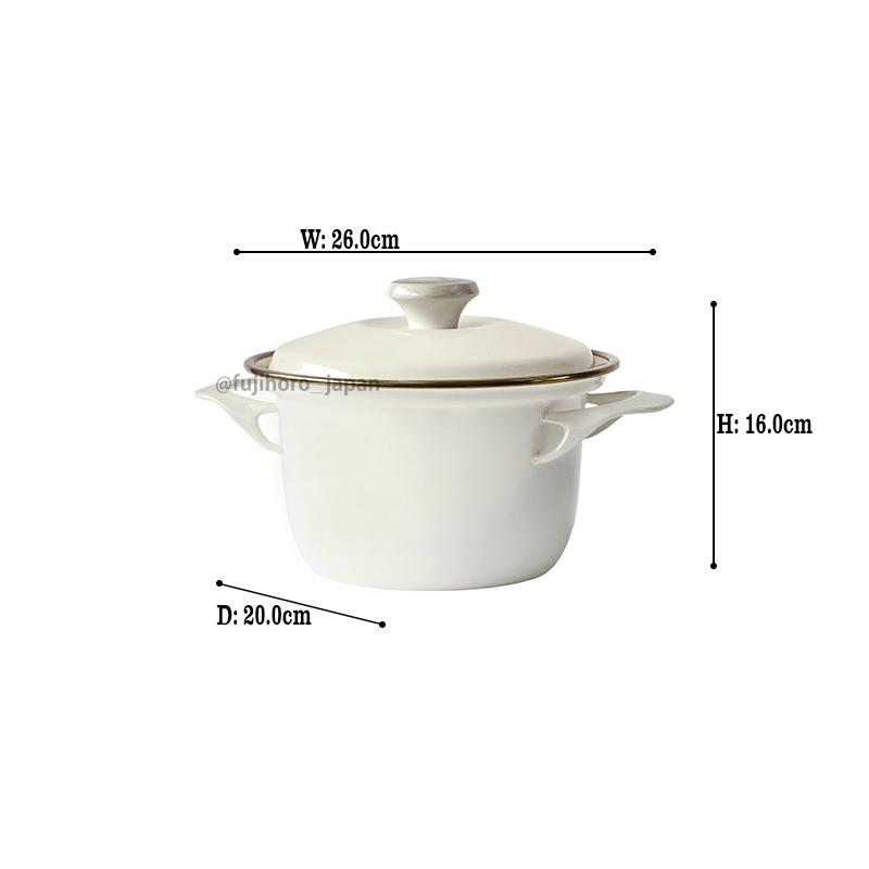 ホーロー 琺瑯 両手鍋 16cm ココット EXシリーズ  富士ホーロー シンプル  IH200V対応 オーブン対応  シンプル 安心のメーカー直販 白 赤 ペインズグレー | 富士ホーロー | 17